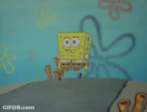 A Cartoon Character Named Spongebob Squarepants Is Standing On A Road GIF