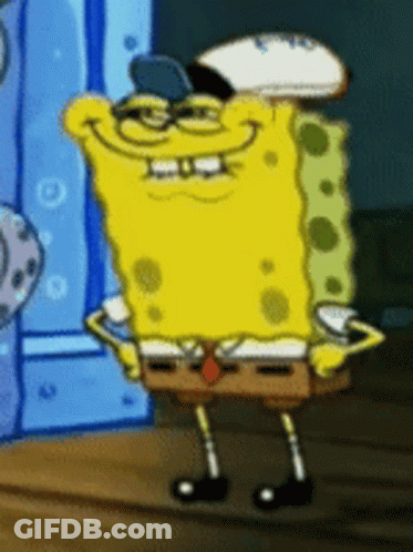 A Cartoon Character Named Spongebob Wearing A Hat And Tie GIF
