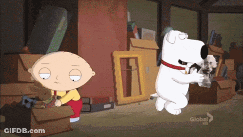 A Cartoon Character Named Stewie And A Dog Named Brian GIF