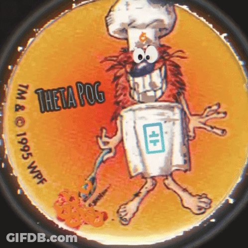 A Cartoon Character Named Theta Bog Is Holding A Spatula GIF