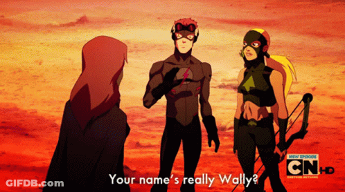 A Cartoon Character Named Wally Is Talking To Two Other Characters GIF