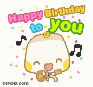 A Cartoon Character Playing A Guitar With The Words Happy Birthday To You GIF