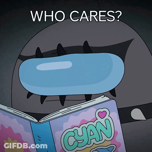 A Cartoon Character Reading A Book That Says Cyan GIF