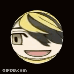 A Cartoon Character 'S Face Is In A Circle With A Black Background . GIF