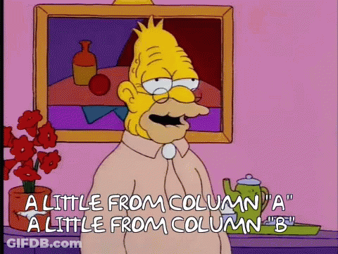 A Cartoon Character Says " A Little From Column " In Front Of A Picture GIF