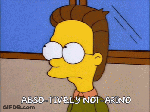 A Cartoon Character Says Abso-Tiively Not-Arino In Front Of A Window GIF