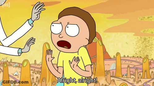 A Cartoon Character Says " Alright Alright " In A Cartoon Scene GIF