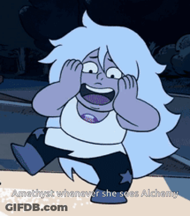 A Cartoon Character Says Amethyst Whenever She See Alchemy GIF