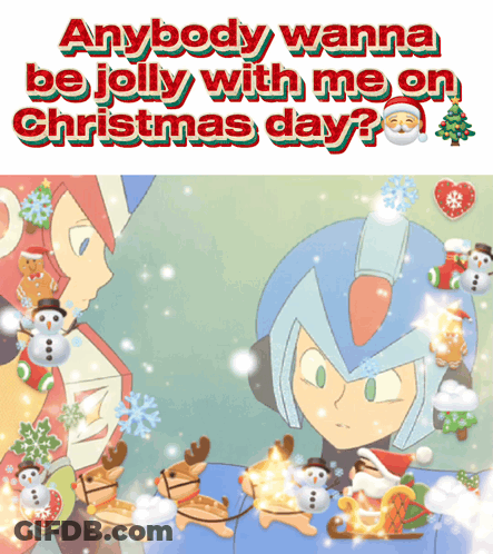 A Cartoon Character Says Anybody Wanna Be Jolly With Me On Christmas Day ? GIF