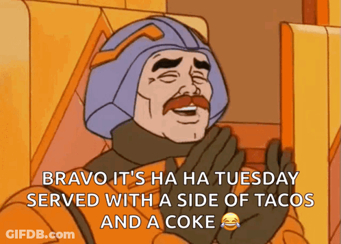 A Cartoon Character Says Bravo It 'S Ha Ha Tuesday GIF