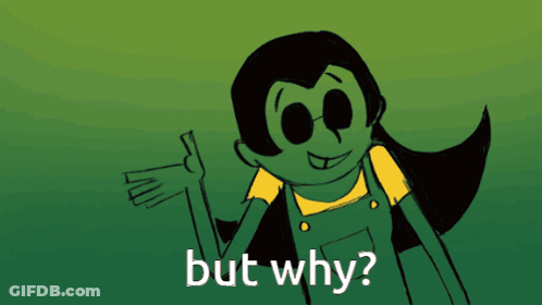 A Cartoon Character Says But Why In A Yellow Shirt GIF