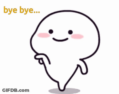A Cartoon Character Says Bye Bye With A Pink Cheek GIF