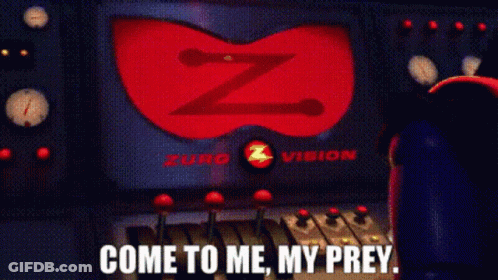 A Cartoon Character Says Come To Me My Prey On A Screen GIF