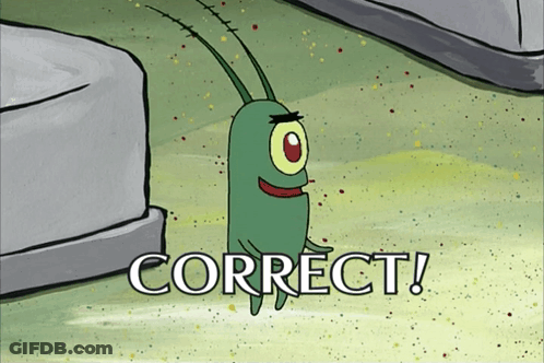 A Cartoon Character Says Correct In Front Of A Couch GIF