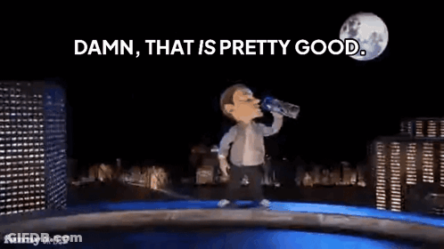 A Cartoon Character Says Damn That Is Pretty Good In Front Of A Full Moon GIF
