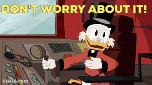 A Cartoon Character Says " Do N't Worry About It " While Holding A Steering Wheel GIF