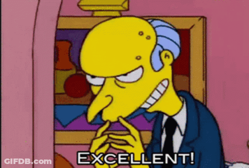 A Cartoon Character Says Excellent In Front Of A Pink Wall GIF