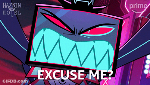 A Cartoon Character Says Excuse Me In Front Of A Sign That Says Prime GIF