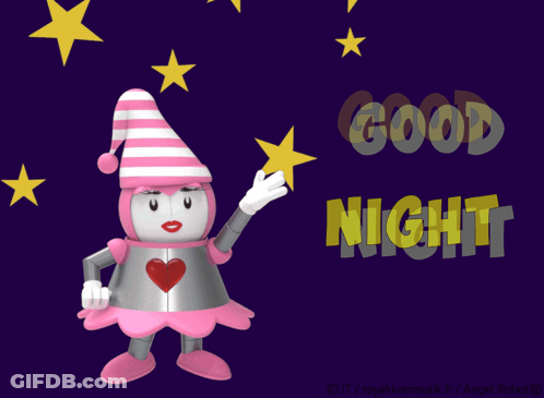 A Cartoon Character Says Good Night With A Star In The Background GIF
