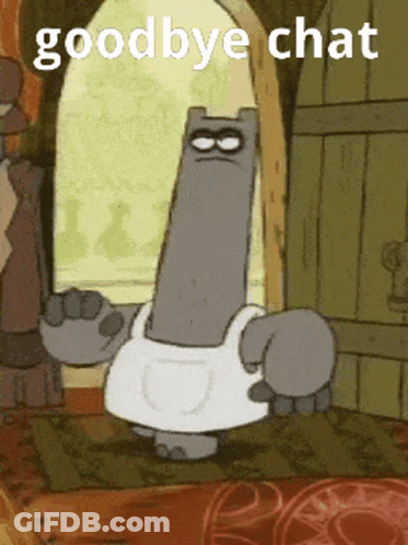 A Cartoon Character Says Goodbye Chat In Front Of An Archway GIF