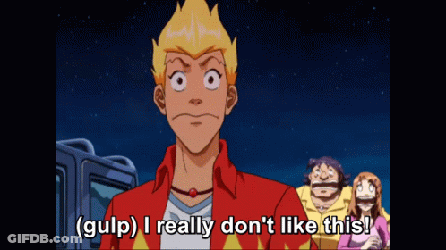 A Cartoon Character Says " Gulp I Really Don 'T Like This " GIF