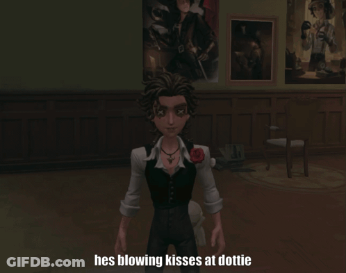 A Cartoon Character Says He Is Blowing Kisses At A Dottie GIF
