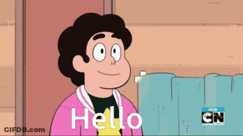 A Cartoon Character Says Hello With A Cn Logo Behind Him GIF