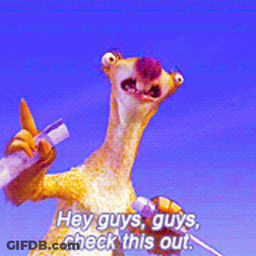 A Cartoon Character Says Hey Guys Guys Check This Out .. GIF