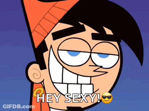 A Cartoon Character Says Hey Sexy With A Smiley Face GIF