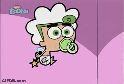A Cartoon Character Says Hey You Made Me Make A Poopy On A Pink Background GIF