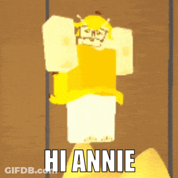 A Cartoon Character Says Hi Annie On The Bottom GIF