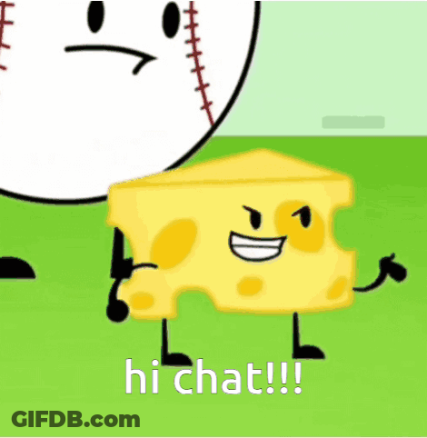 A Cartoon Character Says Hi Chat In Front Of A Ball GIF
