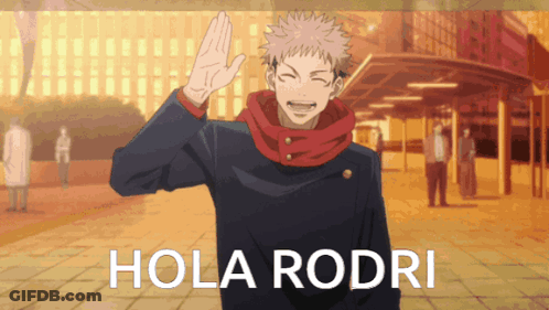 A Cartoon Character Says Hola Rodri While Waving GIF
