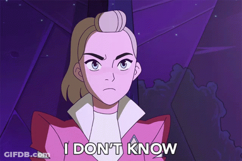A Cartoon Character Says I Don 'T Know In A Purple Background GIF