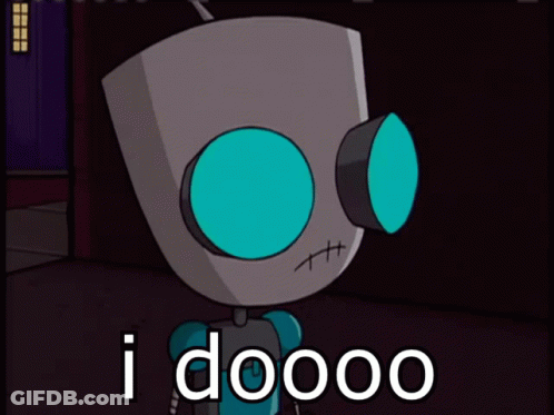 A Cartoon Character Says I Dooooo In Front Of A Dark Background GIF