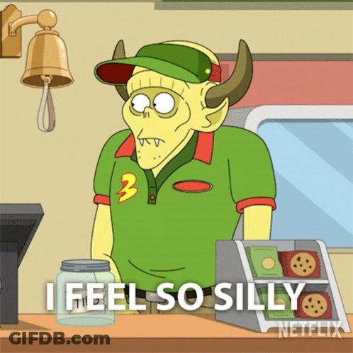 Cartoon Character Saying I Feel So Silly Next To Netflix Logo GIF