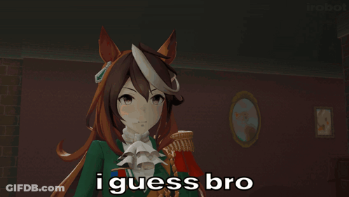 A Cartoon Character Says I Guess Bro In Front Of A Picture Of A Horse GIF