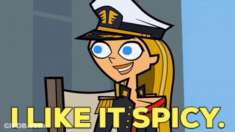A Cartoon Character Says I Like It Spicy While Wearing A Hat GIF