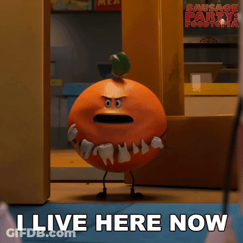 A Cartoon Character Says I Live Here Now GIF