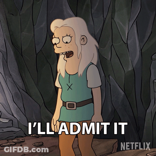 A Cartoon Character Says " I 'Ll Admit It " In Front Of A Tree GIF