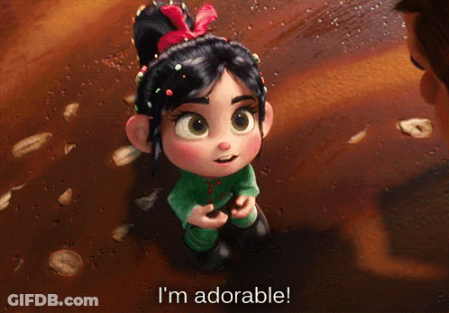 A Cartoon Character Says I 'M Adorable While Looking At Something GIF