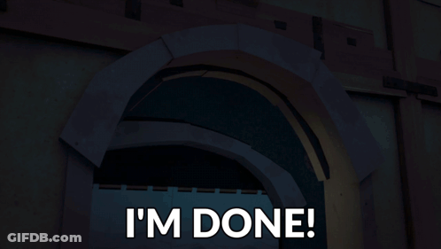 A Cartoon Character Says I 'M Done In A Dark Room GIF