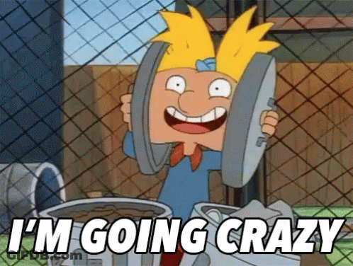 A Cartoon Character Says I 'M Going Crazy While Lifting Weights GIF