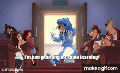 A Cartoon Character Says I 'M Just Yearning For Some Learning On Make A GIF