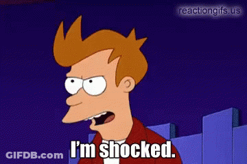 A Cartoon Character Says I 'M Shocked In Front Of A Blue Wall GIF
