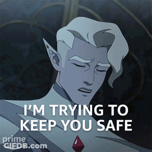 A Cartoon Character Says " I 'M Trying To Keep You Safe " In A Prime Ad GIF