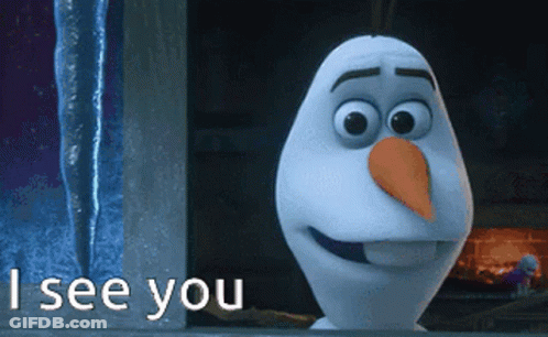 A Cartoon Character Says I See You While Looking Out Of A Window GIF