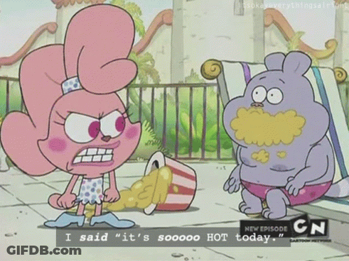 A Cartoon Character Says It 'S Hot Today GIF