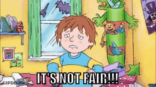 A Cartoon Character Says It 'S Not Fair In A Room GIF