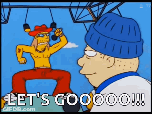 A Cartoon Character Says Let 'S Gooooo !!! In Front Of Another Character GIF